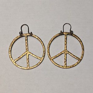Lucky Brand Peace Sign Hoop Earrings